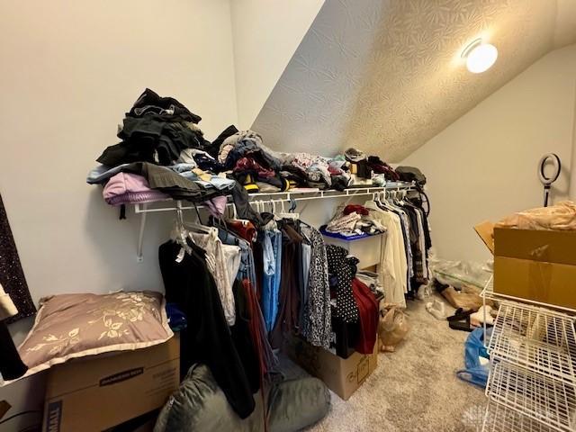6460 Woodcreek Dr, Middletown, OH 45042 - walk in closet featuring carpet and lofted ceiling