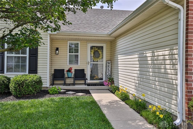 11 Green Meadow Ct, Franklin, OH 45005 - entrance to property featuring a shingled roof, a yard, and brick siding