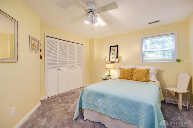 9256 Amchar Ct, Dayton, OH 45458 - carpeted bedroom with a closet and a ceiling fan