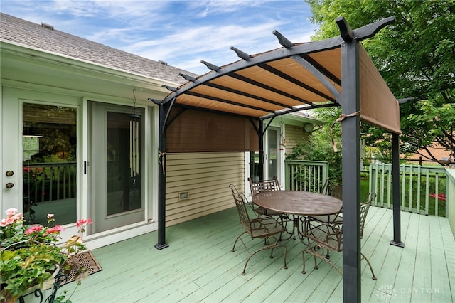9256 Amchar Ct, Dayton, OH 45458 - wooden terrace featuring outdoor dining space and a pergola