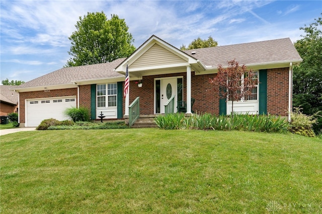 9256 Amchar Ct, Dayton, OH 45458 - single story home featuring an attached garage, a front lawn, and brick siding