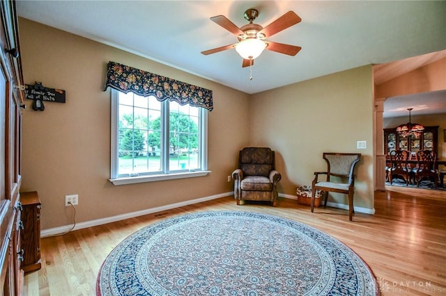 2690 Langtree Ln, Washington Twp, OH 45458 - sitting room featuring wood finished floors and a ceiling fan