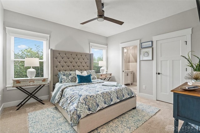 79 White Beech Ct, Springboro, OH 45066 - bedroom featuring carpet, a ceiling fan, and ensuite bathroom