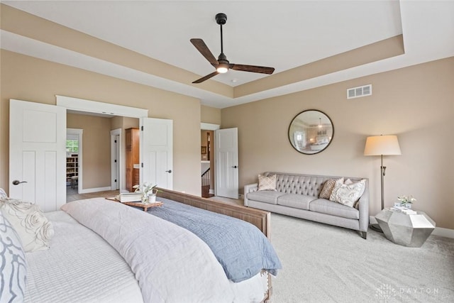 79 White Beech Ct, Springboro, OH 45066 - carpeted bedroom with ceiling fan and a raised ceiling