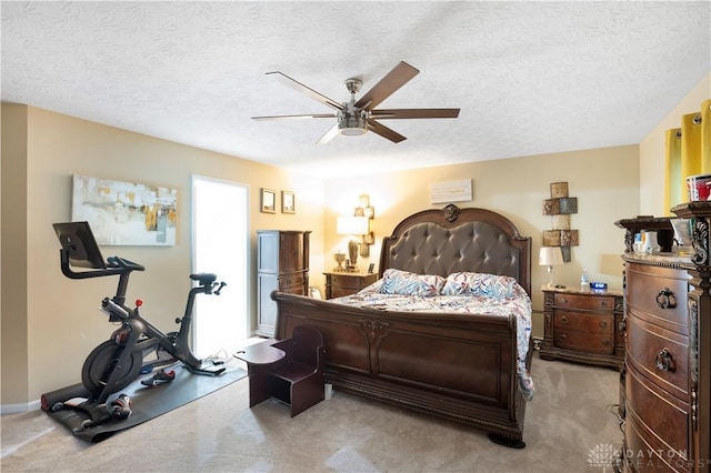 12052 Doe Run Ct, Springfield Twp, OH 45240 - bedroom featuring light carpet, ceiling fan, and a textured ceiling