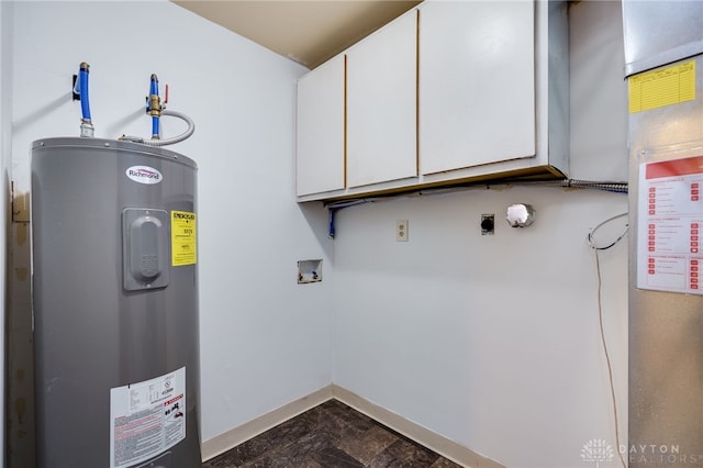 113 Marrett Farm Rd, Englewood, OH 45322 - washroom with electric water heater, cabinet space, electric dryer hookup, and washer hookup