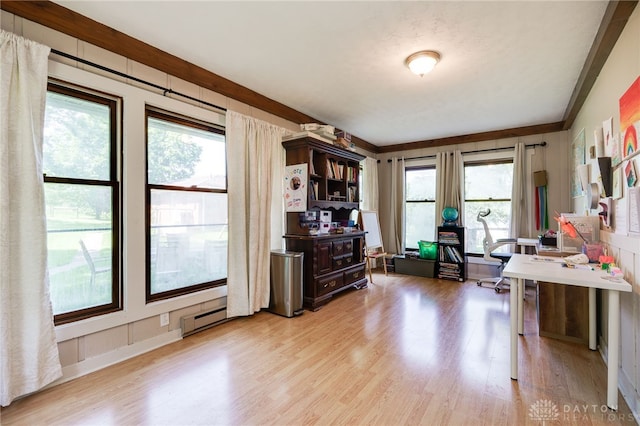 4675 Dearth Rd, Franklin Twp, OH 45005 - office space featuring light wood finished floors and a baseboard heating unit