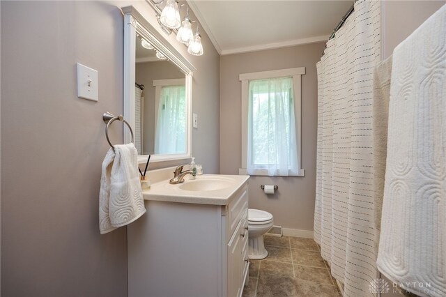 4675 Dearth Rd, Franklin Twp, OH 45005 - full bathroom with vanity, tile patterned flooring, and ornamental molding