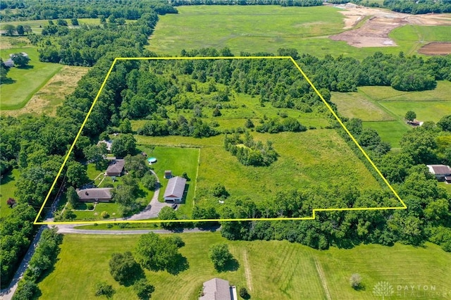 4675 Dearth Rd, Franklin Twp, OH 45005 - aerial view of sparsely populated area featuring property parcel outlined