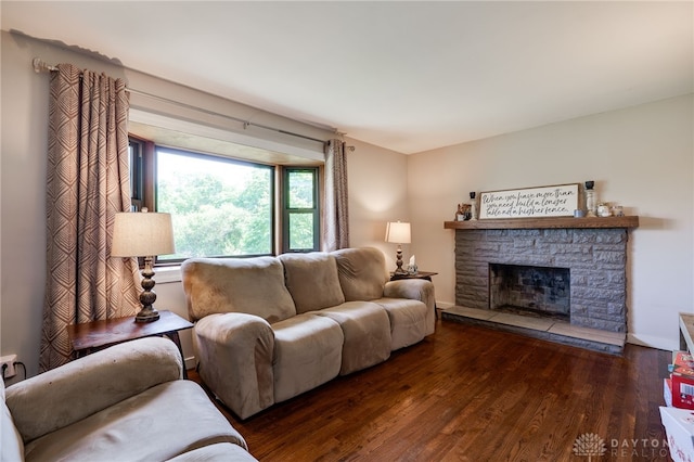 4675 Dearth Rd, Franklin Twp, OH 45005 - living room featuring wood finished floors and a stone fireplace