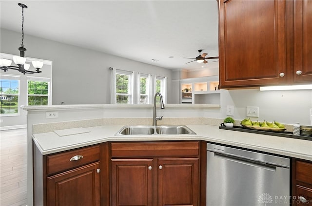 10101 Sawtry Ln, Washington Twp, OH 45458 - kitchen featuring stainless steel dishwasher, plenty of natural light, light countertops, and a peninsula