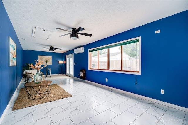 5587 Penn Ave, Riverside, OH 45432 - unfurnished room with a ceiling fan, marble look tiles, plenty of natural light, and a textured ceiling