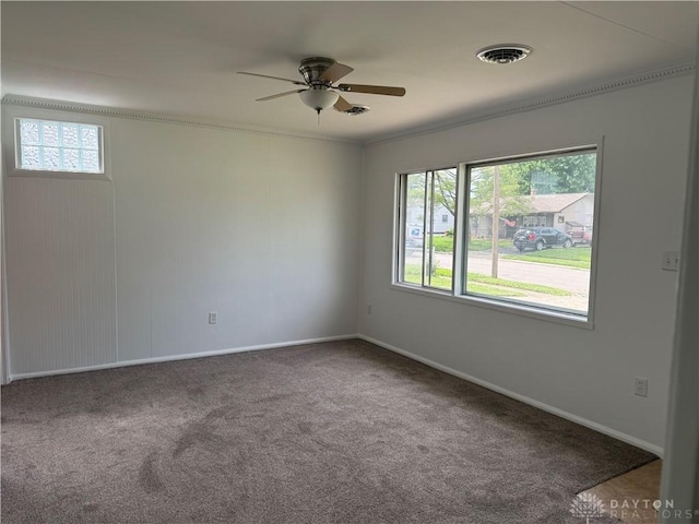 874 Bristol Dr, Vandalia, OH 45377 - carpeted spare room with ceiling fan and ornamental molding