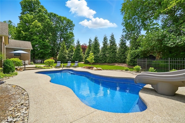 655 Devanshae Ct, Hamilton, OH 45013 - view of pool with a water slide and a patio area