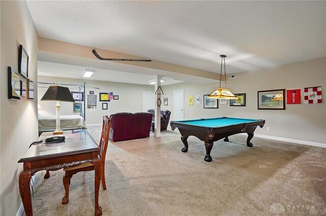 655 Devanshae Ct, Hamilton, OH 45013 - game room with pool table, carpet floors, and a textured ceiling