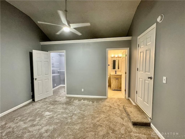 3626 Merwin 10 Mile Rd, Oh, OH 45245 - unfurnished bedroom with vaulted ceiling, carpet, a spacious closet, ensuite bath, and ceiling fan