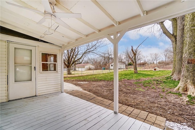1601 Rausch Ave, Dayton, OH 45432 - deck with ceiling fan and a fenced backyard