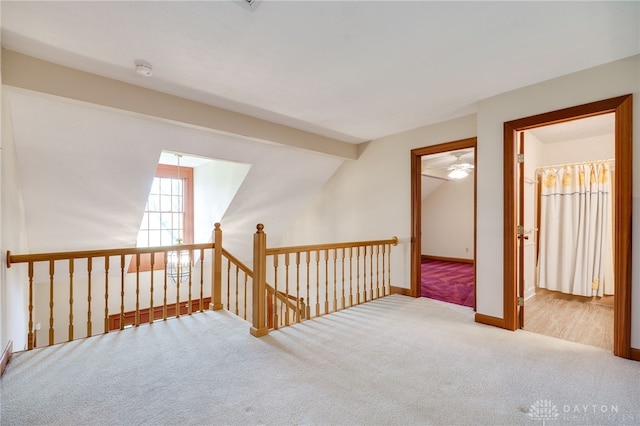 4911 Arabian Dr, Fairborn, OH 45324 - corridor featuring carpet flooring, an upstairs landing, and lofted ceiling
