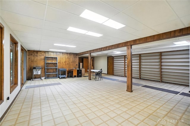 1917 Antrim Ct, Middletown, OH 45042 - finished below grade area with wooden walls, a paneled ceiling, and heating unit