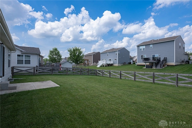 1693 Sunset Canyon Ct, Fairborn, OH 45324 - fenced backyard featuring a residential view, a patio area, and a wooden deck
