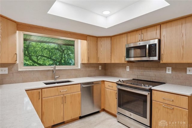 1620 Ambridge Rd, Dayton, OH 45459 - kitchen with appliances with stainless steel finishes, light countertops, and backsplash