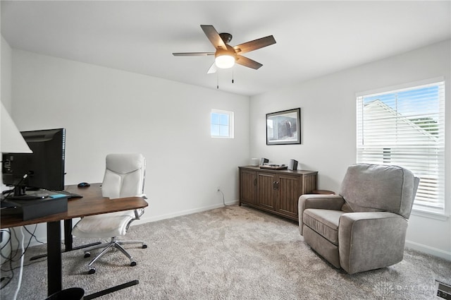 4835 Granada Ct, Liberty Twp, OH 45044 - office featuring a ceiling fan and light colored carpet