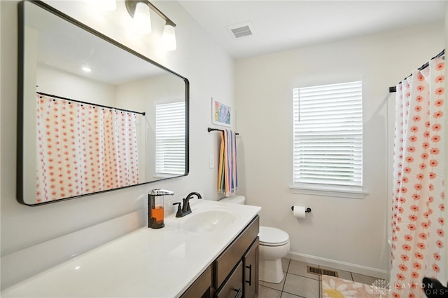 4835 Granada Ct, Liberty Twp, OH 45044 - bathroom with vanity, plenty of natural light, tile patterned floors, and curtained shower