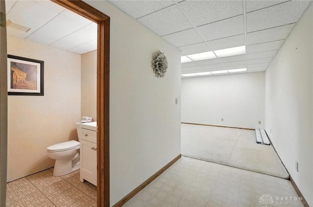 356 Saint James Pl, Springboro, OH 45066 - bathroom with vanity, a drop ceiling, and tile patterned floors