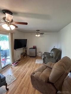 1006 Terracewood Dr, Englewood, OH 45322 - living area with light wood-style flooring and a ceiling fan