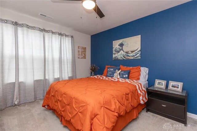 2225 Cold Stream Dr, Clearcreek Twp, OH 45458 - bedroom with light carpet and a ceiling fan