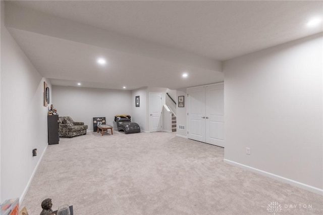 2225 Cold Stream Dr, Clearcreek Twp, OH 45458 - sitting room featuring recessed lighting, carpet floors, and stairway