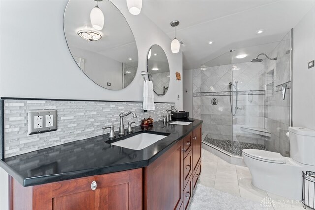 255 Belle Watlin Ct, Dayton, OH 45434 - full bath featuring double vanity, a stall shower, tasteful backsplash, and recessed lighting