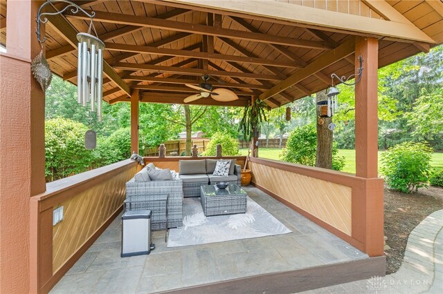 255 Belle Watlin Ct, Dayton, OH 45434 - view of patio featuring an outdoor hangout area and a ceiling fan