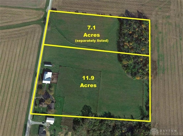 3054 Carpenter Rd, Jefferson Twp, OH 45335 - aerial view of property's location with property boundaries highlighted
