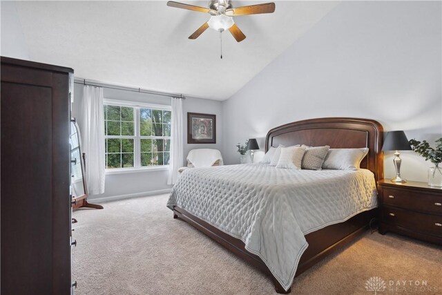 25 Huntley Ct, Springboro, OH 45066 - bedroom featuring lofted ceiling, carpet flooring, and ceiling fan