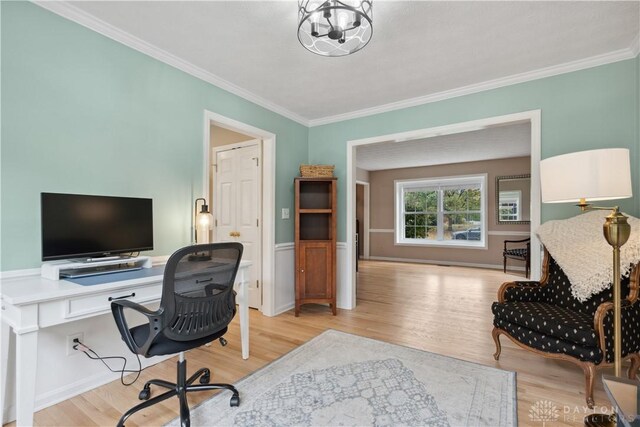 25 Huntley Ct, Springboro, OH 45066 - home office featuring ornamental molding and wood finished floors