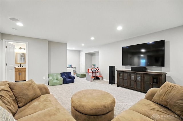 3109 Running Deer Trl, Franklin Twp, OH 45005 - carpeted living room featuring recessed lighting and baseboards