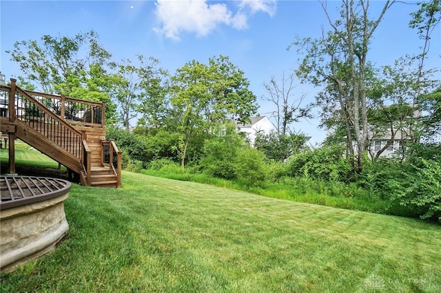 3109 Running Deer Trl, Franklin Twp, OH 45005 - view of grassy yard with stairs and a deck