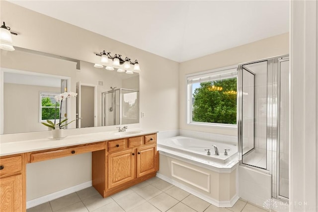 9764 Olde Georgetown Way, Dayton, OH 45458 - full bathroom with plenty of natural light, vanity, a bath, and a stall shower