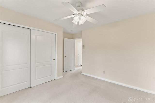9764 Olde Georgetown Way, Dayton, OH 45458 - unfurnished bedroom featuring light colored carpet, a closet, and ceiling fan