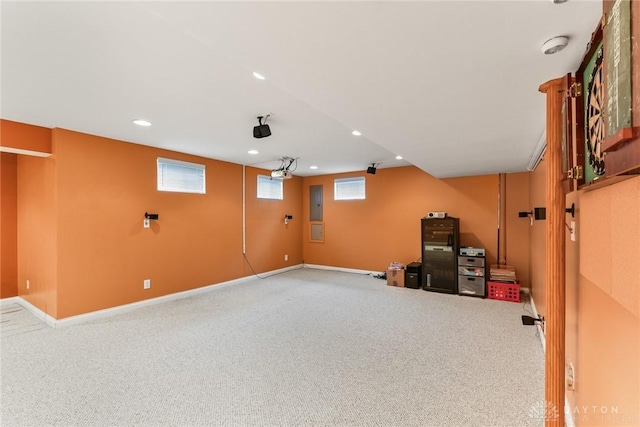 9764 Olde Georgetown Way, Dayton, OH 45458 - basement featuring carpet flooring, recessed lighting, and electric panel