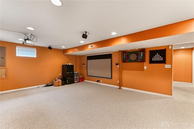 9764 Olde Georgetown Way, Dayton, OH 45458 - cinema room with electric panel, carpet floors, and recessed lighting