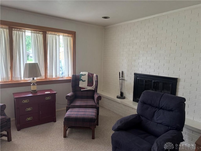 435 Nies Ave, Englewood, OH 45322 - living area with light carpet and a brick fireplace