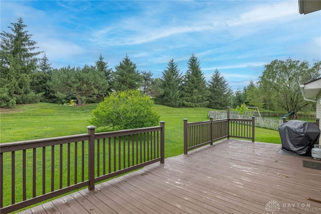 30 Salem Dr, Springboro, OH 45066 - wooden deck featuring grilling area and a lawn