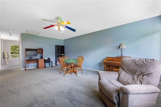 30 Salem Dr, Springboro, OH 45066 - carpeted living area featuring baseboards and a ceiling fan
