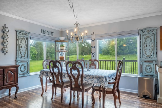 30 Salem Dr, Springboro, OH 45066 - dining room featuring a chandelier, a textured ceiling, wood finished floors, and ornamental molding