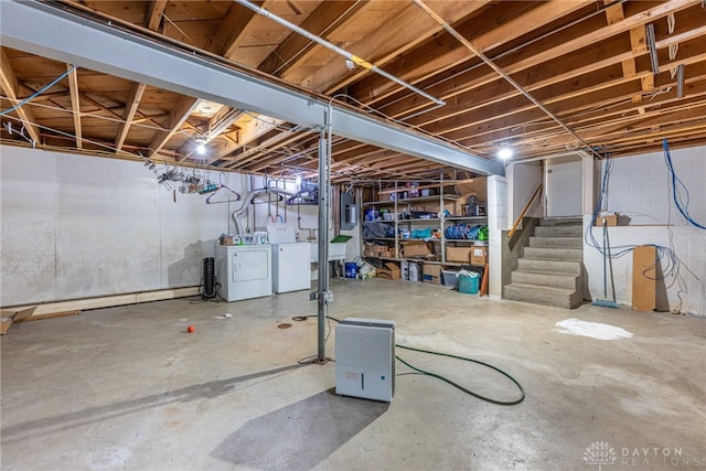 3105 Shadow Hill Rd, Middletown, OH 45042 - unfinished basement featuring washer and dryer and stairway