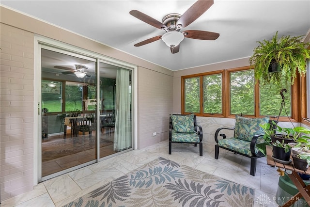 3105 Shadow Hill Rd, Middletown, OH 45042 - sunroom / solarium featuring marble look tile flooring and ornamental molding