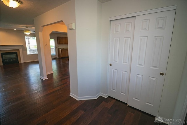 2710 Zoellners Way, Fairfield Twp, OH 45011 - hallway with dark wood finished floors and arched walkways