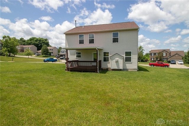2710 Zoellners Way, Fairfield Twp, OH 45011 - back of property with a yard and a wooden deck
